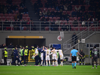 Nemanja Radonjic of FK Crvena Zvezda celebrates after scoring his team's first goal during the UEFA Champions League match between AC Milan...