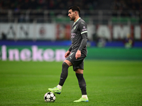 Theo Hernandez of AC Milan looks on during the UEFA Champions League match between AC Milan and FK Crvena Zvezda at Giuseppe Meazza in Milan...