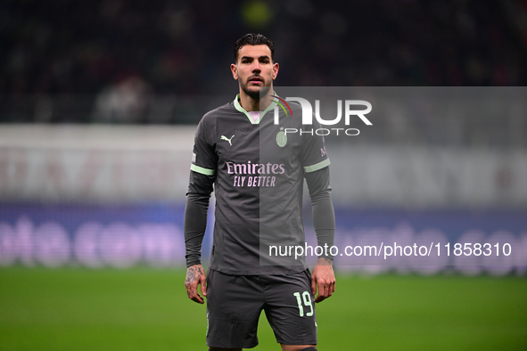 Theo Hernandez of AC Milan looks on during the UEFA Champions League match between AC Milan and FK Crvena Zvezda at Giuseppe Meazza in Milan...