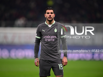 Theo Hernandez of AC Milan looks on during the UEFA Champions League match between AC Milan and FK Crvena Zvezda at Giuseppe Meazza in Milan...