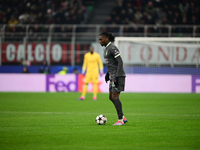 Rafael Leao of AC Milan is in action during the UEFA Champions League match between AC Milan and FK Crvena Zvezda at Giuseppe Meazza in Mila...