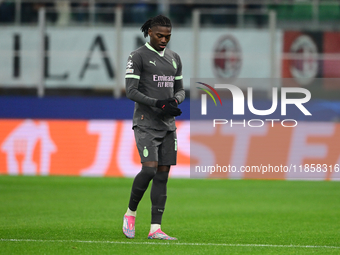 Rafael Leao of AC Milan looks on during the UEFA Champions League match between AC Milan and FK Crvena Zvezda at Giuseppe Meazza in Milan, I...