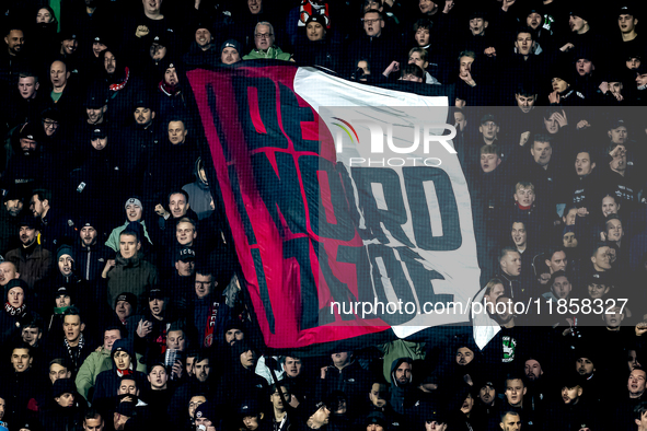 Supporters of Feyenoord Rotterdam attend the match between Feyenoord and Sparta Praha at Stadium De Kuip for the Champions League - League p...