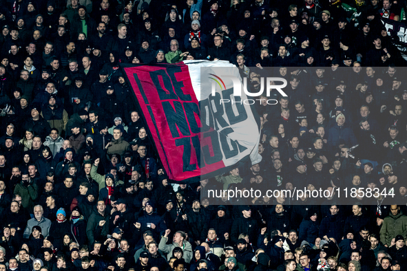 Supporters of Feyenoord Rotterdam attend the match between Feyenoord and Sparta Praha at Stadium De Kuip for the Champions League - League p...