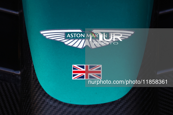 Aston Martin Aramco logo during the Formula 1 post-season testing at Yas Marina Cicuit in Abu Dhabi, United Arab Emirates on December 10, 20...