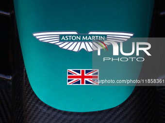 Aston Martin Aramco logo during the Formula 1 post-season testing at Yas Marina Cicuit in Abu Dhabi, United Arab Emirates on December 10, 20...