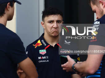 Isack Hadjar during the Formula 1 post-season testing at Yas Marina Cicuit in Abu Dhabi, United Arab Emirates on December 10, 2024. (