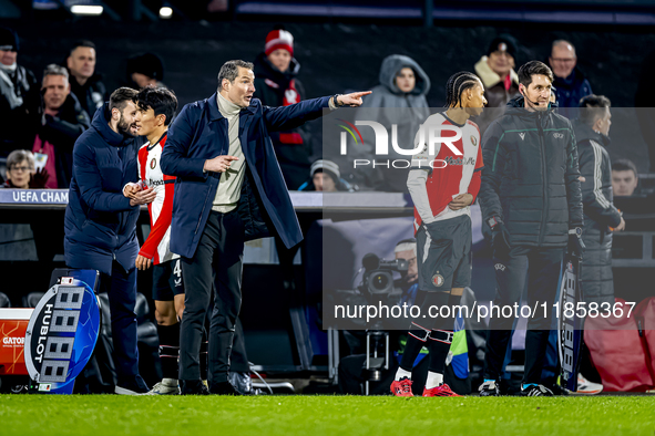 Feyenoord Rotterdam trainer Brian Priske is present during the match between Feyenoord and Sparta Praha at Stadium De Kuip for the Champions...