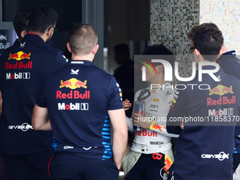 Yuki Tsunoda during the Formula 1 post-season testing at Yas Marina Cicuit in Abu Dhabi, United Arab Emirates on December 10, 2024. (