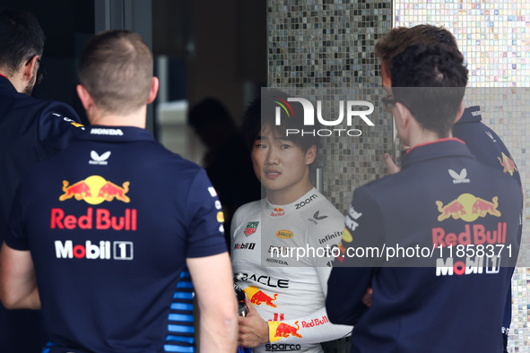 Yuki Tsunoda during the Formula 1 post-season testing at Yas Marina Cicuit in Abu Dhabi, United Arab Emirates on December 10, 2024. 