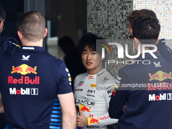 Yuki Tsunoda during the Formula 1 post-season testing at Yas Marina Cicuit in Abu Dhabi, United Arab Emirates on December 10, 2024. (