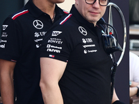 Andrea Kimi Antonelli and Peter Bonnington during the Formula 1 post-season testing at Yas Marina Cicuit in Abu Dhabi, United Arab Emirates...