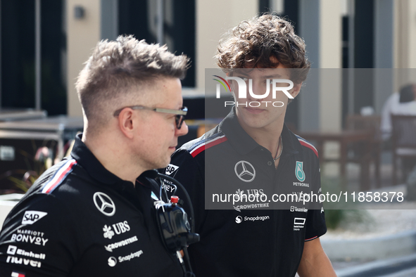 Peter Bonnington and Andrea Kimi Antonelli during the Formula 1 post-season testing at Yas Marina Cicuit in Abu Dhabi, United Arab Emirates...