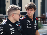 Peter Bonnington and Andrea Kimi Antonelli during the Formula 1 post-season testing at Yas Marina Cicuit in Abu Dhabi, United Arab Emirates...