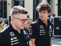 Peter Bonnington and Andrea Kimi Antonelli during the Formula 1 post-season testing at Yas Marina Cicuit in Abu Dhabi, United Arab Emirates...