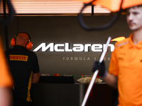 McLaren logo during the Formula 1 post-season testing at Yas Marina Cicuit in Abu Dhabi, United Arab Emirates on December 10, 2024. (