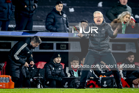 Sparta Praha trainer Lars Friis is present during the match between Feyenoord and Sparta Praha at Stadium De Kuip for the Champions League -...