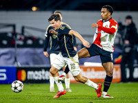 Feyenoord Rotterdam midfielder Quinten Timber participates in the match between Feyenoord and Sparta Praha at Stadium De Kuip for the Champi...