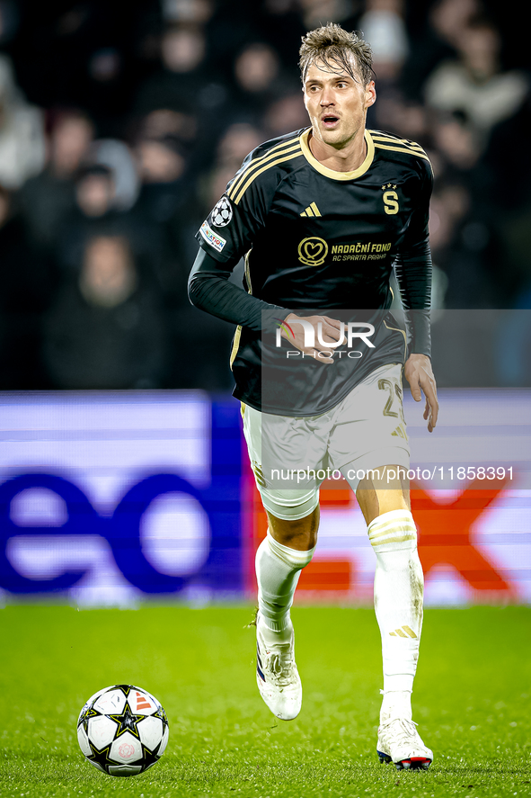 Sparta Praha defender Asger Sorensen participates in the match between Feyenoord and Sparta Praha at Stadium De Kuip for the Champions Leagu...