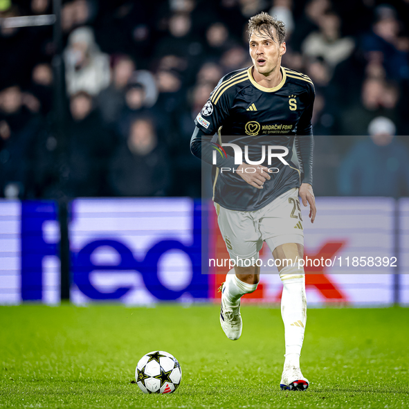 Sparta Praha defender Asger Sorensen participates in the match between Feyenoord and Sparta Praha at Stadium De Kuip for the Champions Leagu...