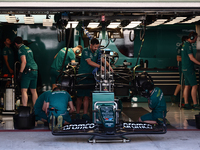 Aston Martin Aramco mechanics during the Formula 1 post-season testing at Yas Marina Cicuit in Abu Dhabi, United Arab Emirates on December 1...