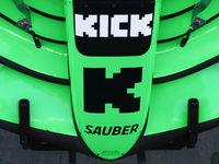 Kick Sauber logo during the Formula 1 post-season testing at Yas Marina Cicuit in Abu Dhabi, United Arab Emirates on December 10, 2024. (