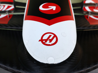 Haas logo during the Formula 1 post-season testing at Yas Marina Cicuit in Abu Dhabi, United Arab Emirates on December 10, 2024. (