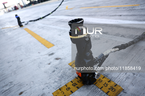 Wheel guns during the Formula 1 post-season testing at Yas Marina Cicuit in Abu Dhabi, United Arab Emirates on December 10, 2024. 