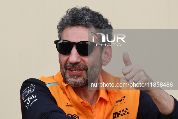 Andrea Stella during the Formula 1 post-season testing at Yas Marina Cicuit in Abu Dhabi, United Arab Emirates on December 10, 2024. 