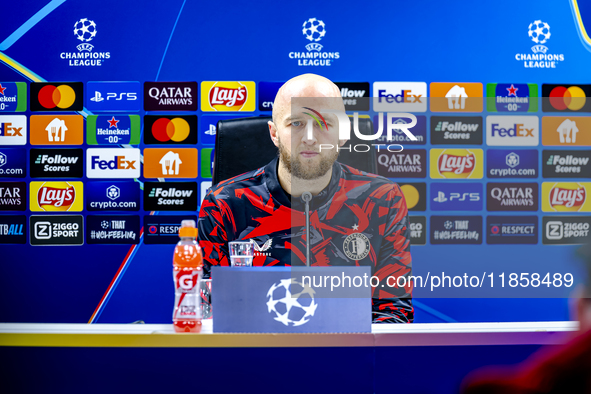 Feyenoord Rotterdam defender Gernot Traner attends the press conference after the match between Feyenoord and Sparta Praha at Stadium De Kui...