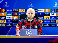 Feyenoord Rotterdam defender Gernot Traner attends the press conference after the match between Feyenoord and Sparta Praha at Stadium De Kui...