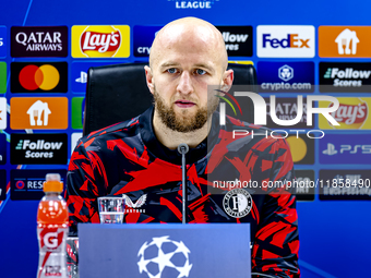 Feyenoord Rotterdam defender Gernot Traner attends the press conference after the match between Feyenoord and Sparta Praha at Stadium De Kui...