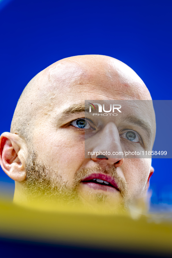 Feyenoord Rotterdam defender Gernot Traner attends the press conference after the match between Feyenoord and Sparta Praha at Stadium De Kui...