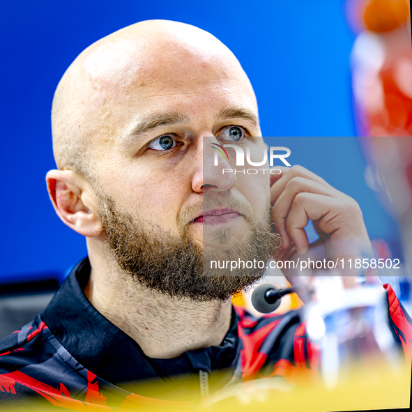 Feyenoord Rotterdam defender Gernot Traner attends the press conference after the match between Feyenoord and Sparta Praha at Stadium De Kui...