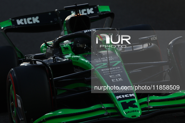 Nico Hulkenberg during the Formula 1 post-season testing at Yas Marina Cicuit in Abu Dhabi, United Arab Emirates on December 10, 2024. 