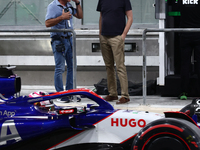 Carlos Sainz and Mattia Binotto during the Formula 1 post-season testing at Yas Marina Cicuit in Abu Dhabi, United Arab Emirates on December...