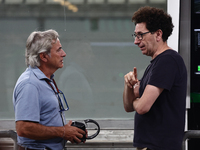 Carlos Sainz and Mattia Binotto during the Formula 1 post-season testing at Yas Marina Cicuit in Abu Dhabi, United Arab Emirates on December...