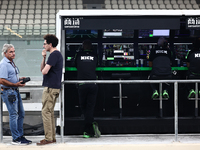 Carlos Sainz and Mattia Binotto during the Formula 1 post-season testing at Yas Marina Cicuit in Abu Dhabi, United Arab Emirates on December...