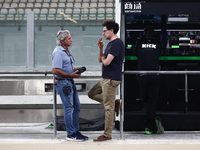 Carlos Sainz and Mattia Binotto during the Formula 1 post-season testing at Yas Marina Cicuit in Abu Dhabi, United Arab Emirates on December...