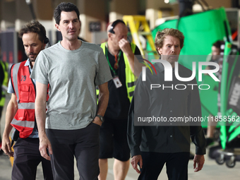 Joseph Kosinski and Jerry Bruckheimer during the Formula 1 post-season testing at Yas Marina Cicuit in Abu Dhabi, United Arab Emirates on De...