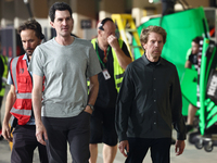 Joseph Kosinski and Jerry Bruckheimer during the Formula 1 post-season testing at Yas Marina Cicuit in Abu Dhabi, United Arab Emirates on De...