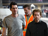 Joseph Kosinski and Jerry Bruckheimer during the Formula 1 post-season testing at Yas Marina Cicuit in Abu Dhabi, United Arab Emirates on De...