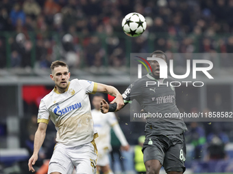 Yunus Musah participates in the Champions League 2024-2025 match between Milan and Stella Rossa Belgrado in Milano, Italy, on December 11, 2...