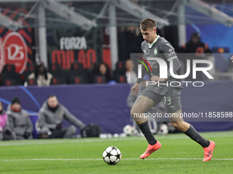 Francesco Camarda participates in the Champions League 2024-2025 match between Milan and Stella Rossa Belgrado in Milano, Italy, on December...