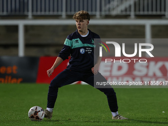 Hartlepool United's Kian Foreman warms up during the The Isuzu FA Trophy Third Round match between Hartlepool United and Tamworth at Victori...