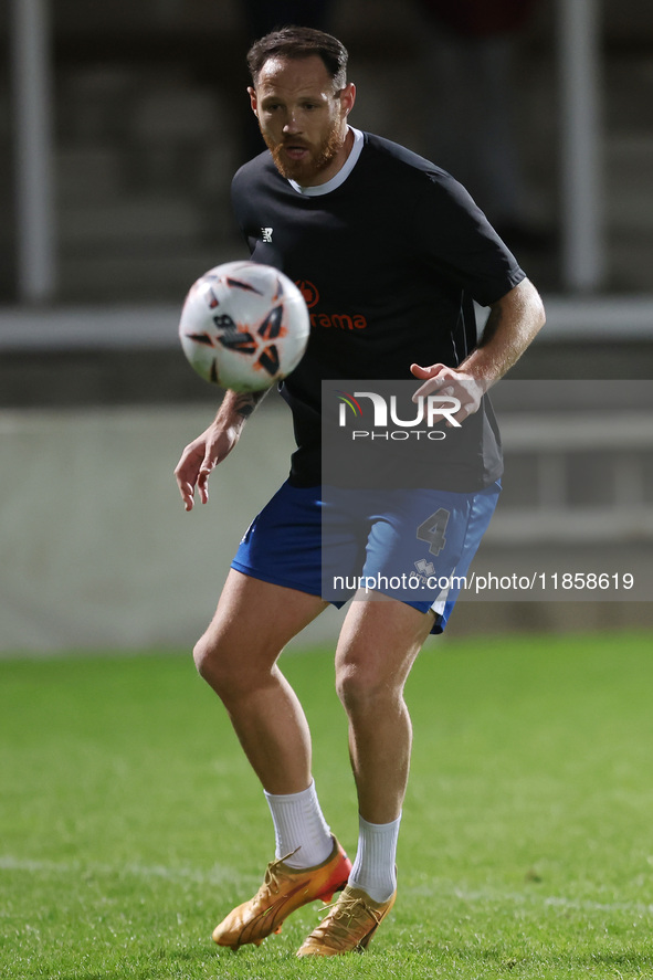 Tom Parkes of Hartlepool United warms up during the The Isuzu FA Trophy Third Round match between Hartlepool United and Tamworth at Victoria...