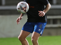 Tom Parkes of Hartlepool United warms up during the The Isuzu FA Trophy Third Round match between Hartlepool United and Tamworth at Victoria...