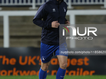 Max Storey of Hartlepool United warms up during the The Isuzu FA Trophy Third Round match between Hartlepool United and Tamworth at Victoria...