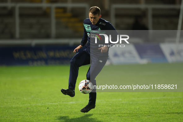 David Ferguson of Hartlepool United warms up during the The Isuzu FA Trophy Third Round match between Hartlepool United and Tamworth at Vict...