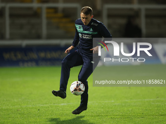 David Ferguson of Hartlepool United warms up during the The Isuzu FA Trophy Third Round match between Hartlepool United and Tamworth at Vict...